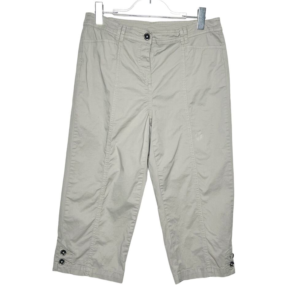 JM COLLECTION Capri Pants Straight Leg Relaxed Fit High Rise Khaki Sz 12Petite
